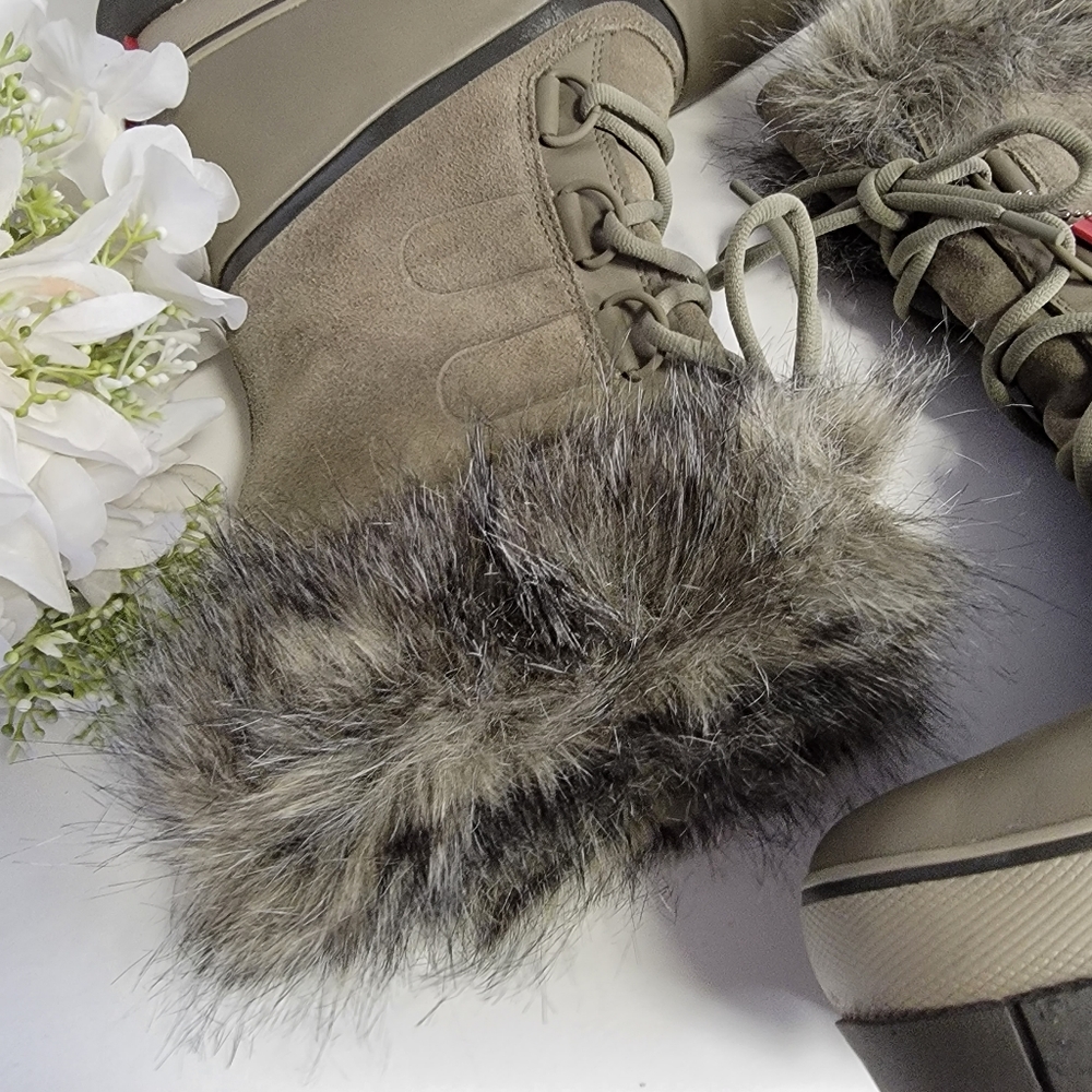 SOREL JOAN OF ARCTIC GREEN FUR WINTER BOOTS NWT SIZE 10 - Picture 10 of 10